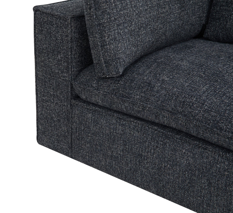 Fusion Modular 4-Piece Charcoal Grey Chenille Fabric Sectional with Feather Down Cushions and Ottoman