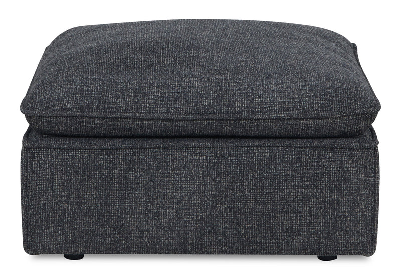 Fusion Modular 4-Piece Charcoal Grey Chenille Fabric Sectional with Feather Down Cushions and Ottoman