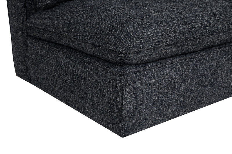 Fusion Modular 4-Piece Charcoal Grey Chenille Fabric Sectional with Feather Down Cushions and Ottoman