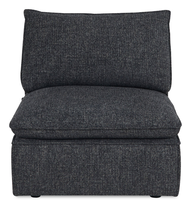 Fusion Modular 33.46\" Charcoal Grey Chenille Fabric Armless Chair with Removable Feather Down Cushion