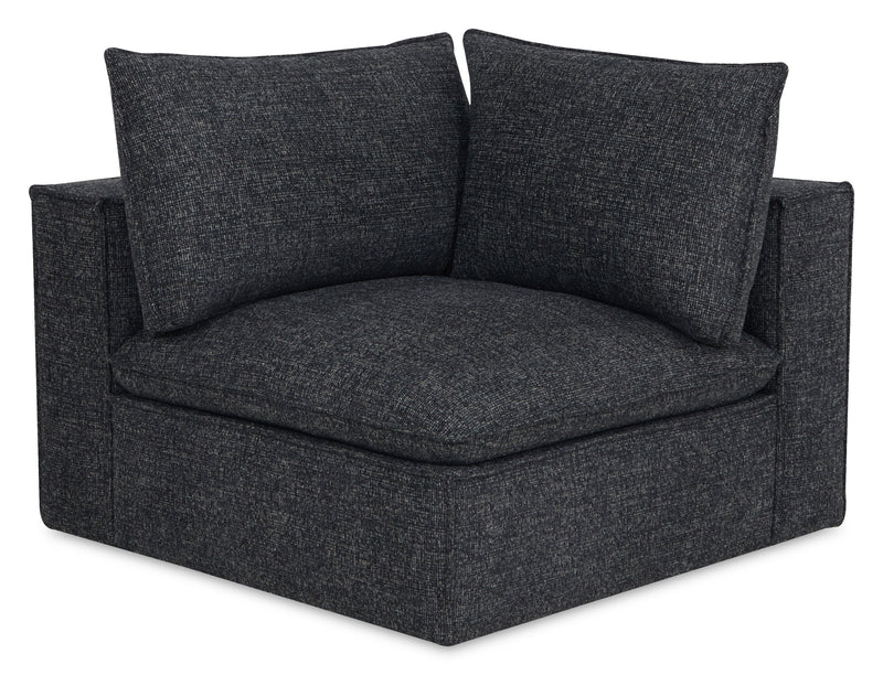 Fusion Modular 83.46\" Charcoal Grey Chenille Fabric Loveseat with Removable Feather Down Back Cushions 