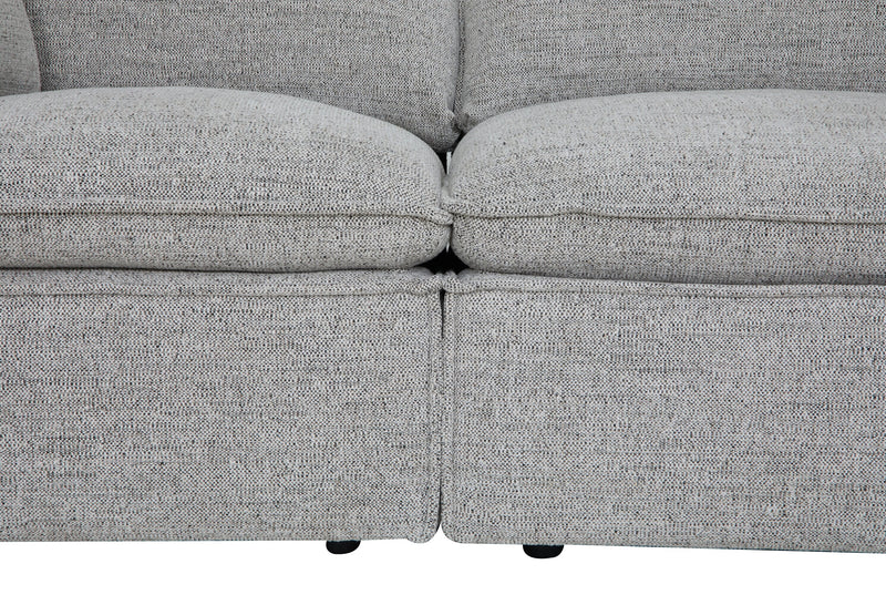 Fusion Modular 4-Piece Silver Grey Chenille Fabric Sectional with Feather Down Cushions and Ottoman