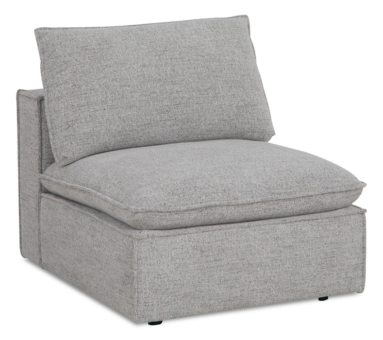 Fusion Modular 6-Piece Silver Grey Chenille Fabric Sectional with Removable Feather Down Back Cushions