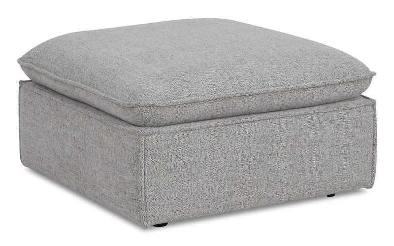 Fusion Modular 6-Piece Silver Grey Chenille Fabric Sectional with Removable Feather Down Back Cushions