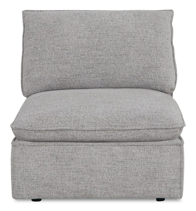 Fusion Modular 33.46\" Silver Grey Chenille Fabric Armless Chair with Removable Feather Down Cushion