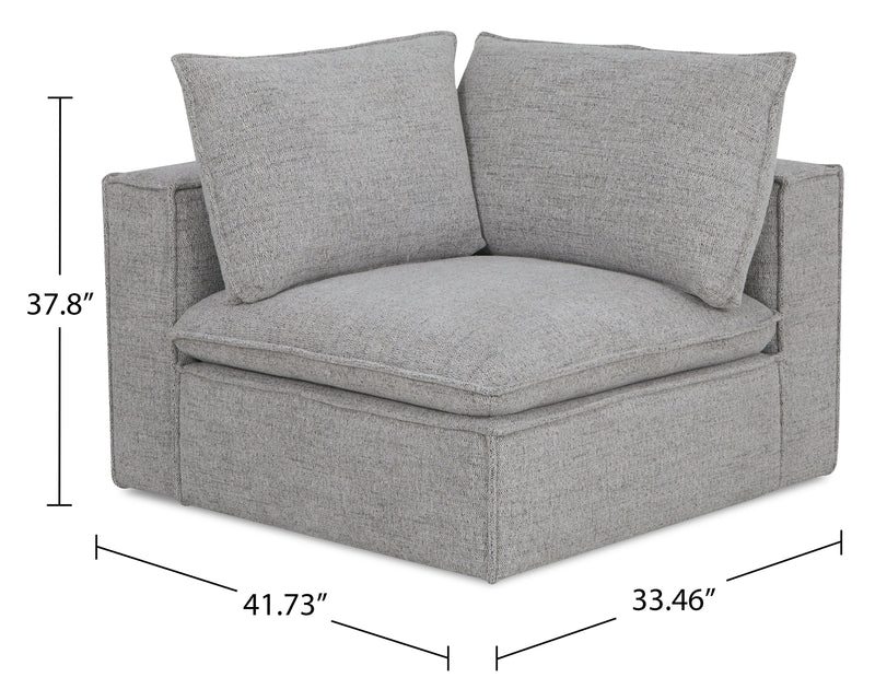 Fusion Modular 41.73\" Silver Grey Chenille Fabric Corner Chair with Removable Back Feather Down Cushion