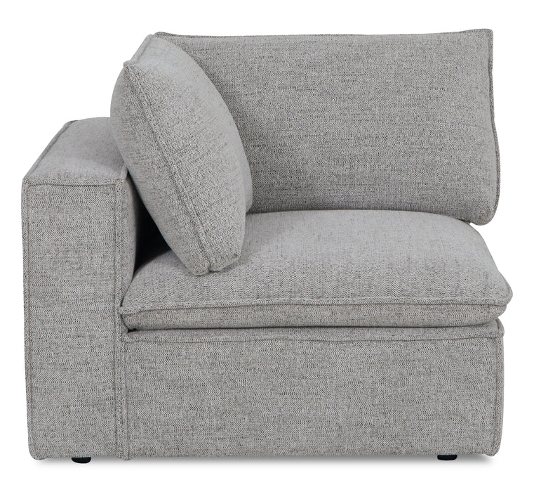 Fusion Modular 41.73\" Silver Grey Chenille Fabric Corner Chair with Removable Back Feather Down Cushion