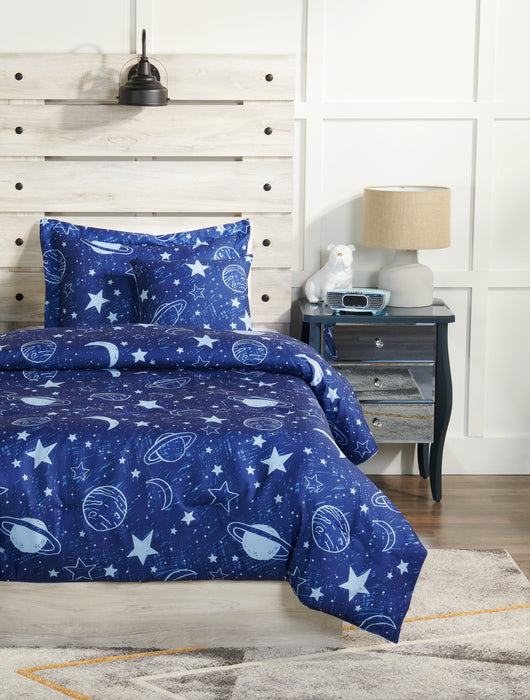 Galaxy 4-Piece Full Comforter Set - Blue 
