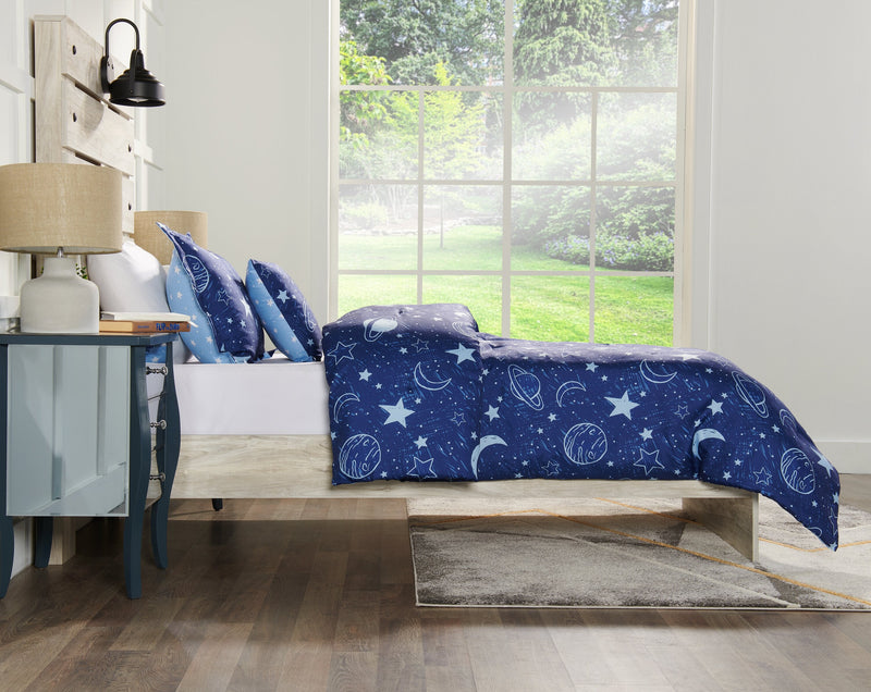 Galaxy 4-Piece Full Comforter Set - Blue 