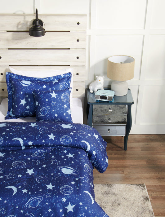 Galaxy 4-Piece Full Comforter Set - Blue 