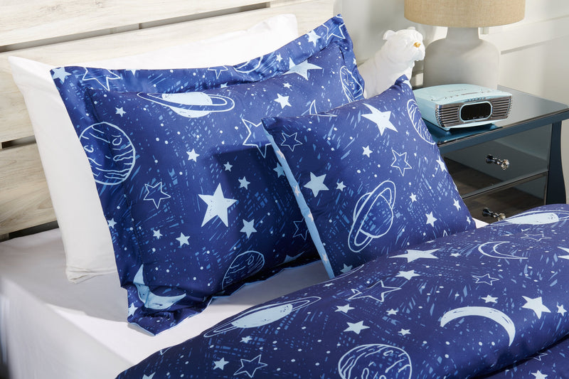 Galaxy 3-Piece Twin Comforter Set - Blue 