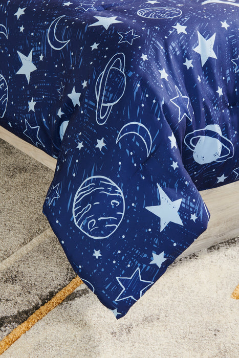 Galaxy 4-Piece Full Comforter Set - Blue 