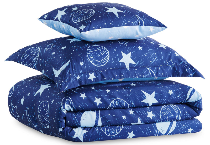 Galaxy 3-Piece Twin Comforter Set - Blue 