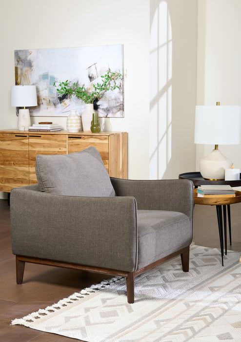 Cindy Crawford Home Gena 38.5\" Charcoal Grey Linen-Look Fabric Chair with Removable Back Cushion