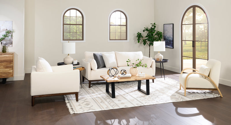 Cindy Crawford Home Gena 38.5\" Cotton White Linen-Look Fabric Chair with Removable Back Cushion