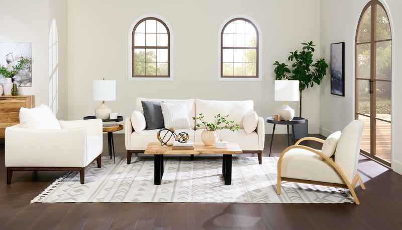 Cindy Crawford Home Gena 38.5\" Cotton White Linen-Look Fabric Chair with Removable Back Cushion