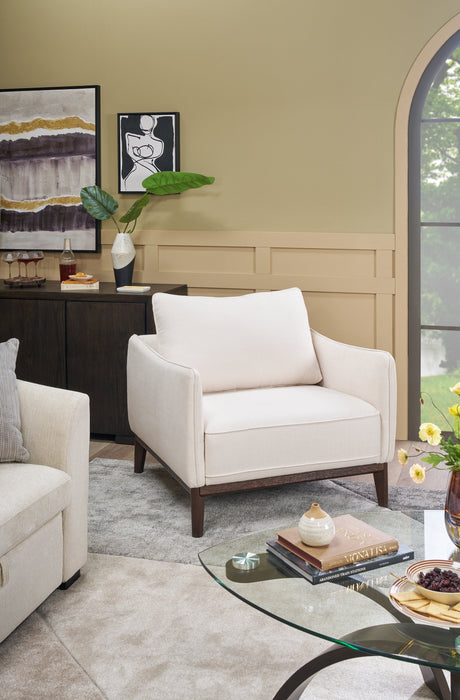 Cindy Crawford Home Gena 38.5\" Cotton White Linen-Look Fabric Chair with Removable Back Cushion