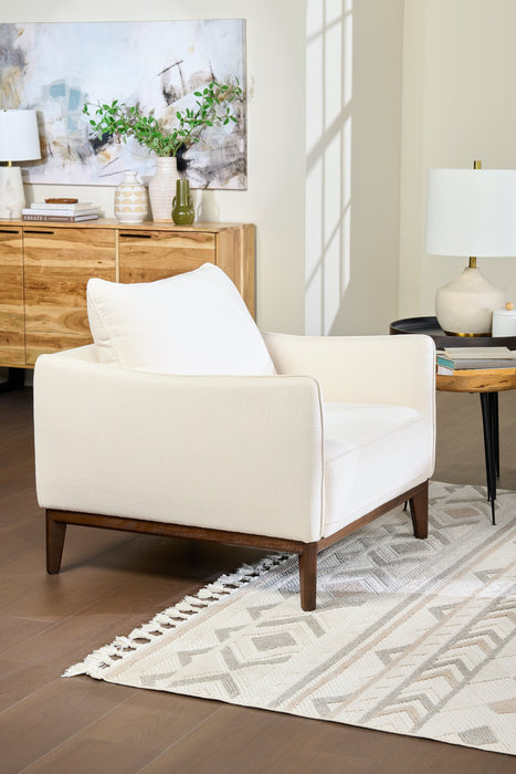 Cindy Crawford Home Gena 38.5\" Cotton White Linen-Look Fabric Chair with Removable Back Cushion