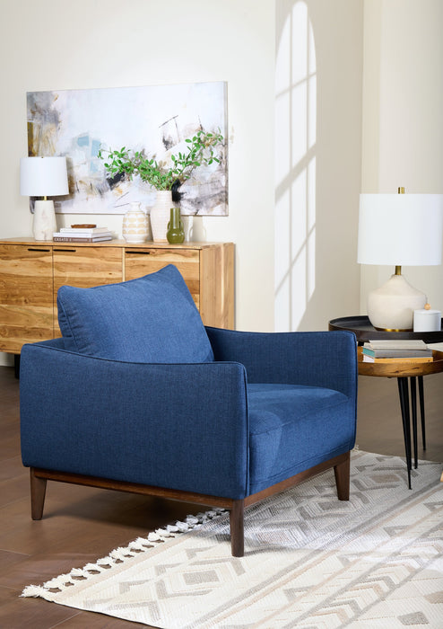 Cindy Crawford Home Gena 38.5\" Midnight Blue Linen-Look Fabric Chair with Removable Back Cushion