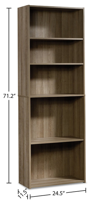 Grady 5-Shelf Bookcase – Summer Oak