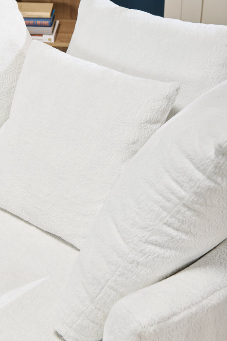 Made in Canada Grande 48\" Chenille Fabric Cuddler Accent Chair - Plush Heaven White 