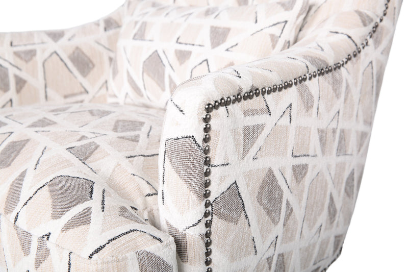Haden 30\" Chenille Fabric Accent Chair with Wood Base and Nailhead Trim - Angelou Linen Multicolour