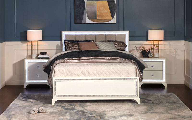 Halo Queen Panel Bed - White