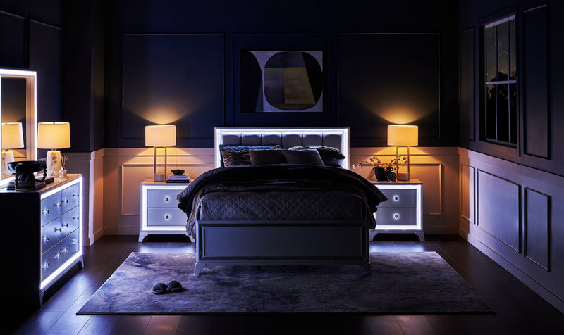 Halo Queen Panel Bed - White
