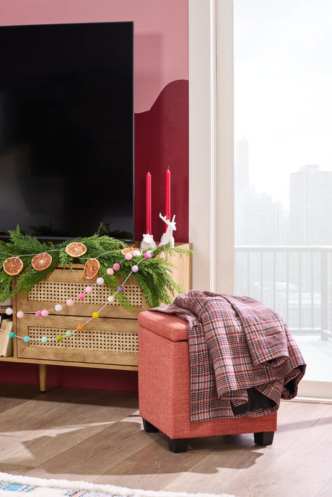 Halifax Square Fabric Storage Ottoman - Orange