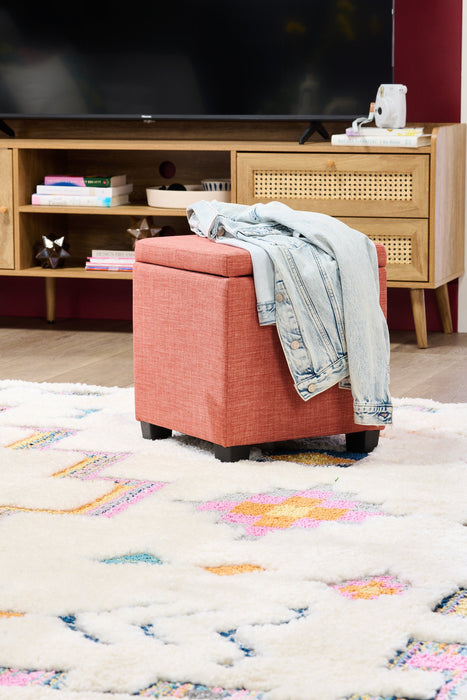 Halifax Square Fabric Storage Ottoman - Orange