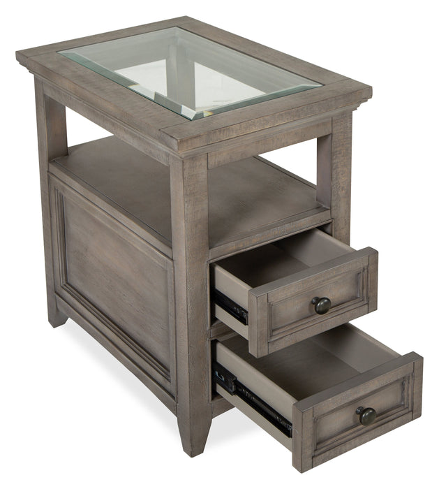 Hanson 15” Traditional Pine Chairside Table with Storage - Dovetail Grey