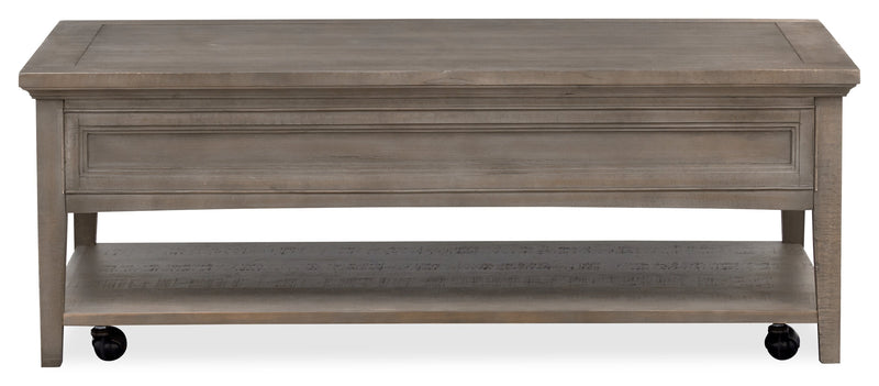 Hanson 50” Traditional Pine Coffee Table with Storage and Casters - Dovetail Grey