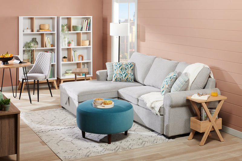 Haven 2-Piece Left-Facing Chenille Sleeper Sectional - Grey