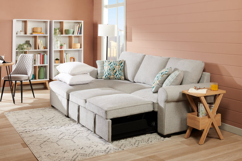 Haven 2-Piece Left-Facing Chenille Sleeper Sectional - Grey