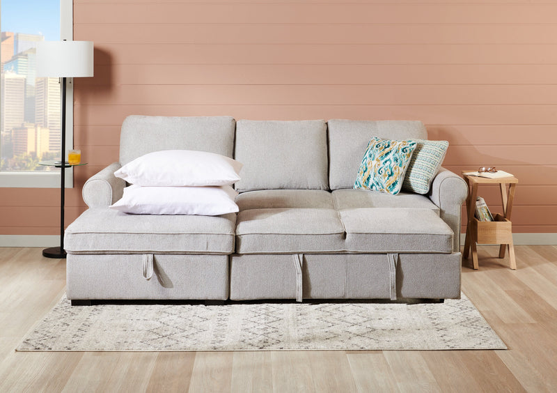 Haven 2-Piece Left-Facing Chenille Sleeper Sectional - Grey
