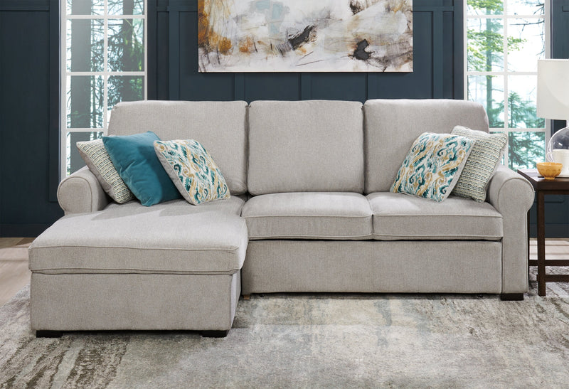 Haven 2-Piece Left-Facing Chenille Sleeper Sectional - Grey