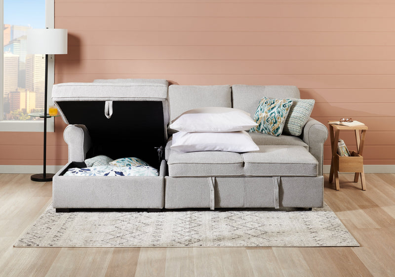 Haven 2-Piece Left-Facing Chenille Sleeper Sectional - Grey