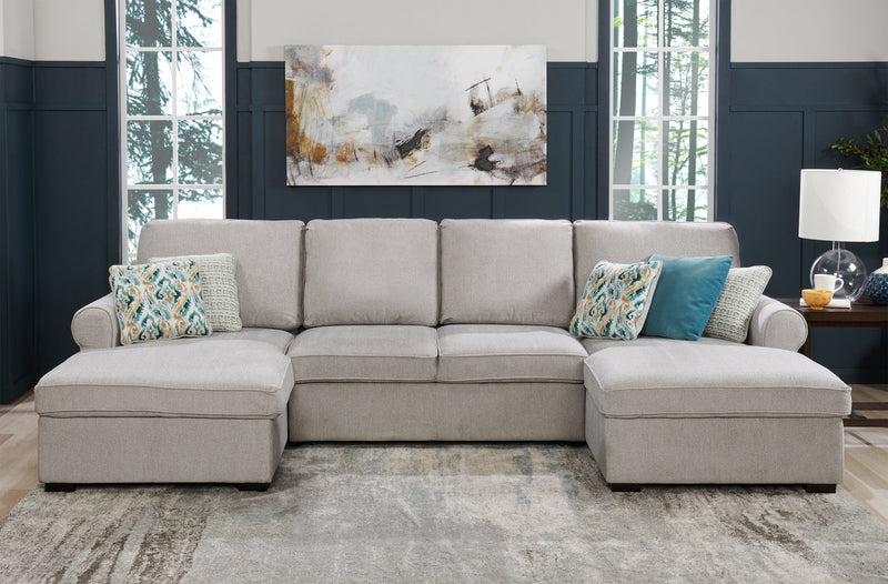 Haven 3-Piece Chenille Sleeper Sectional - Grey