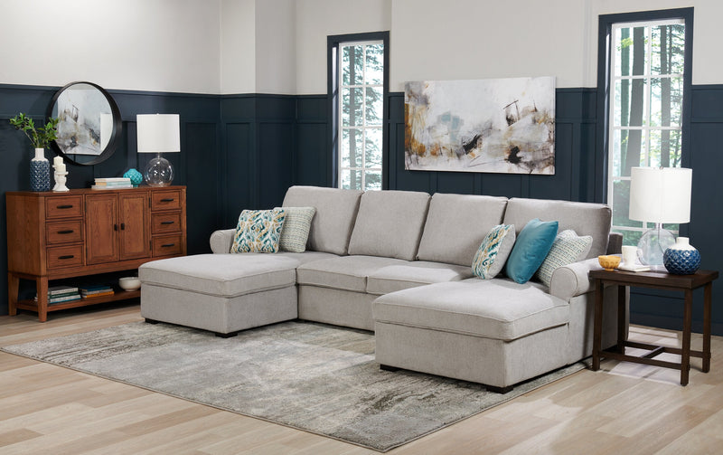 Haven 3-Piece Chenille Sleeper Sectional - Grey