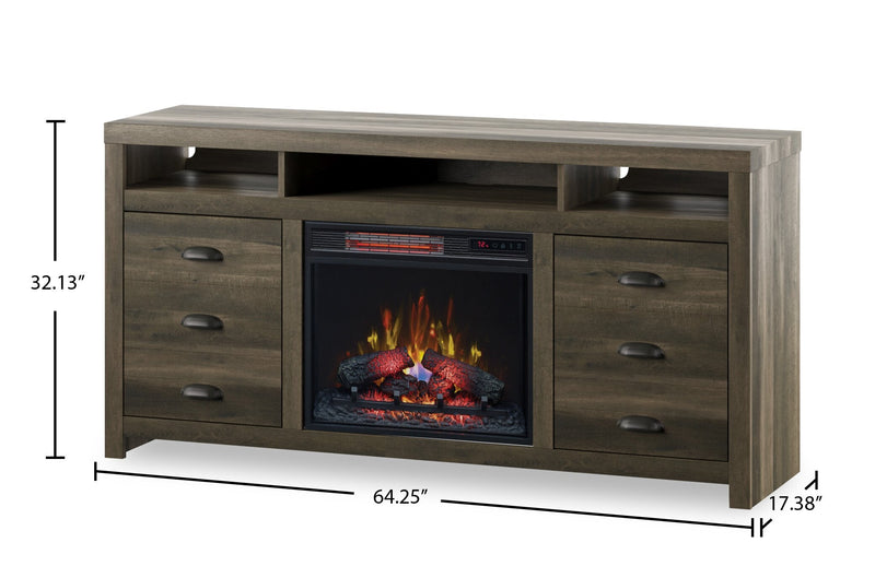 Haven 64\" TV Stand with Log Firebox