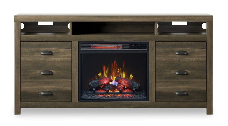 Haven 64\" TV Stand with Log Firebox
