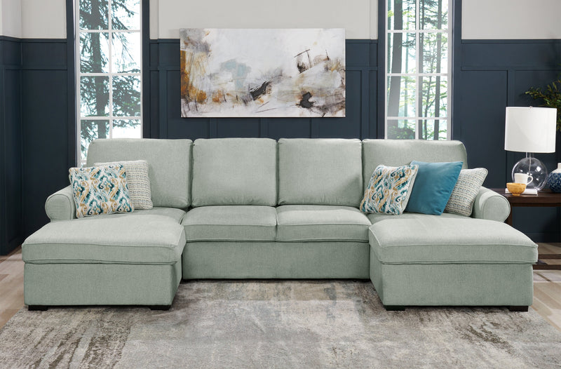 Haven 3-Piece Chenille Sleeper Sectional - Seafoam