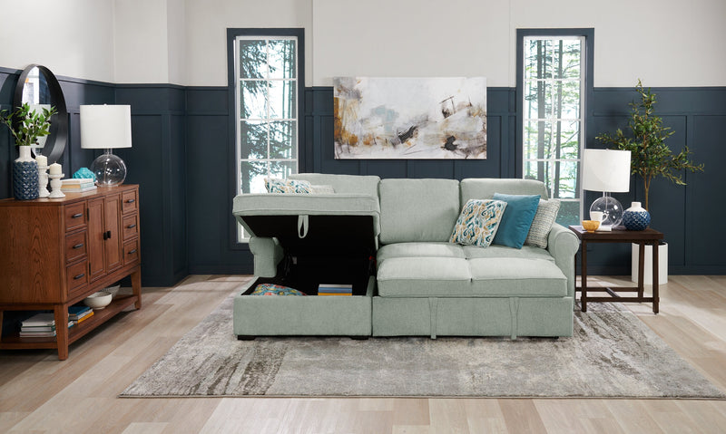Haven 2-Piece Left-Facing Chenille Sleeper Sectional - Seafoam
