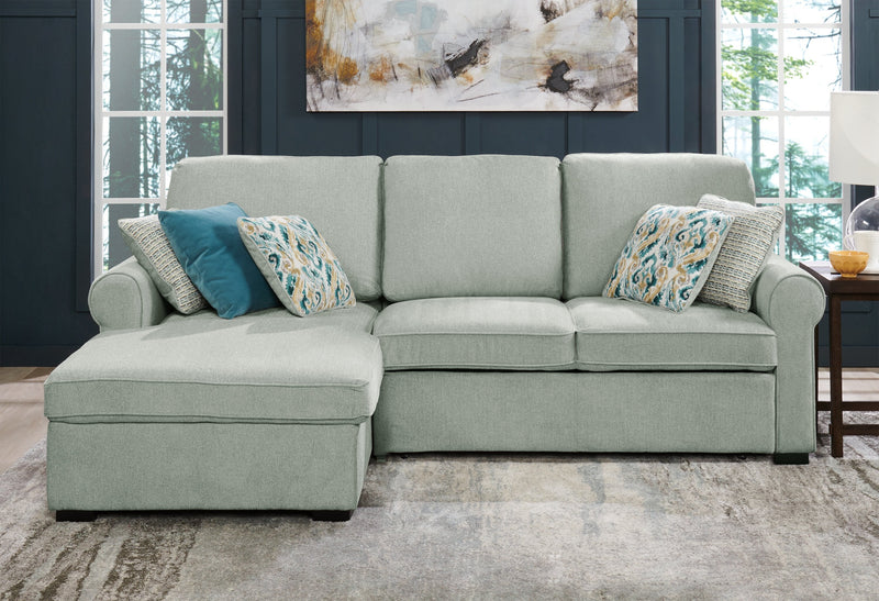 Haven 2-Piece Left-Facing Chenille Sleeper Sectional - Seafoam