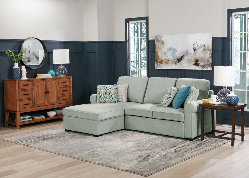 Haven 2-Piece Left-Facing Chenille Sleeper Sectional - Seafoam