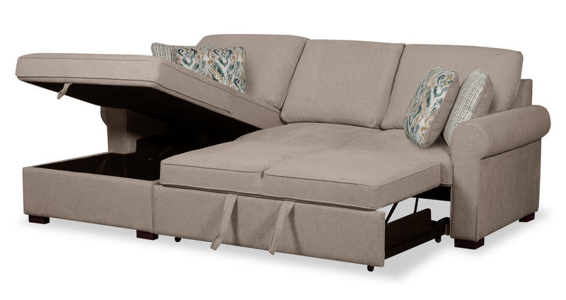 Haven 2-Piece Left-Facing Chenille Sleeper Sectional - Taupe