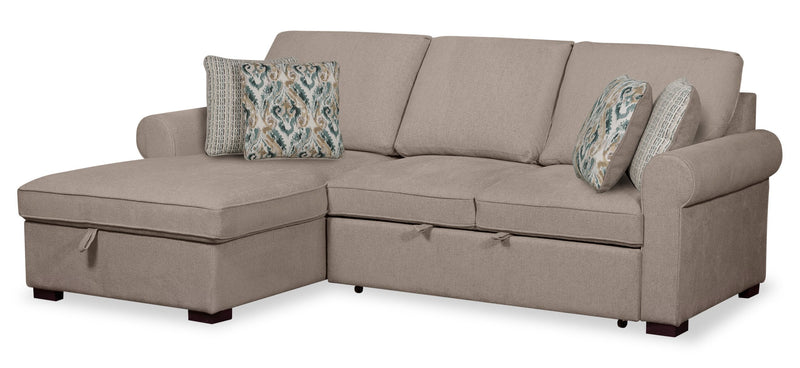 Haven 2-Piece Left-Facing Chenille Sleeper Sectional - Taupe
