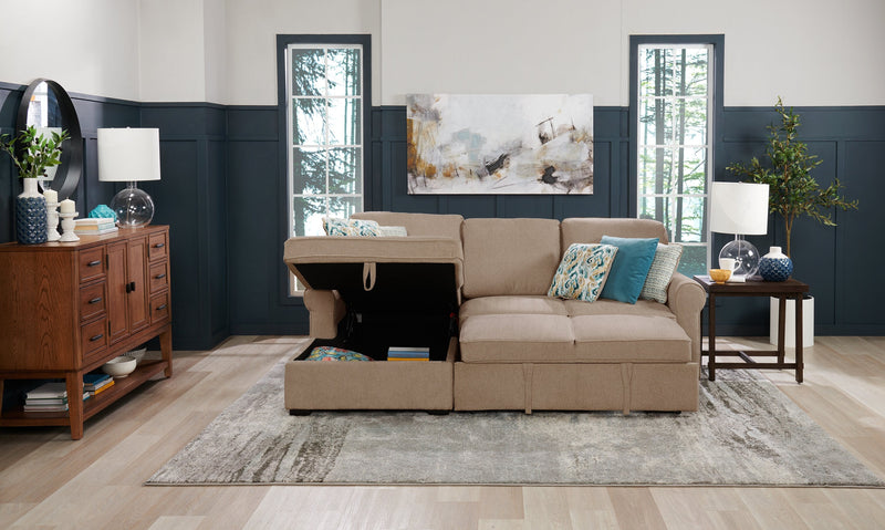 Haven 2-Piece Left-Facing Chenille Sleeper Sectional - Taupe