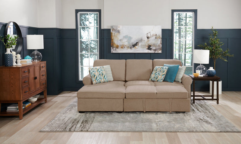 Haven 2-Piece Left-Facing Chenille Sleeper Sectional - Taupe