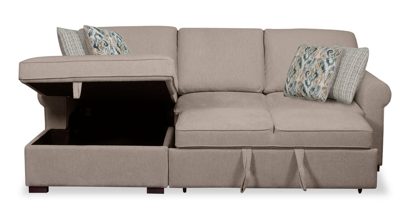 Haven 2-Piece Left-Facing Chenille Sleeper Sectional - Taupe